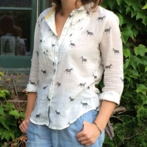 Anthropologie Horse Print Button-Down
